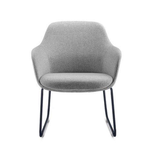 ASPEN TUB LOUNGE CHAIR 640W x 640D x 830mmH Sled Base Black Steel Frame Grey Seat